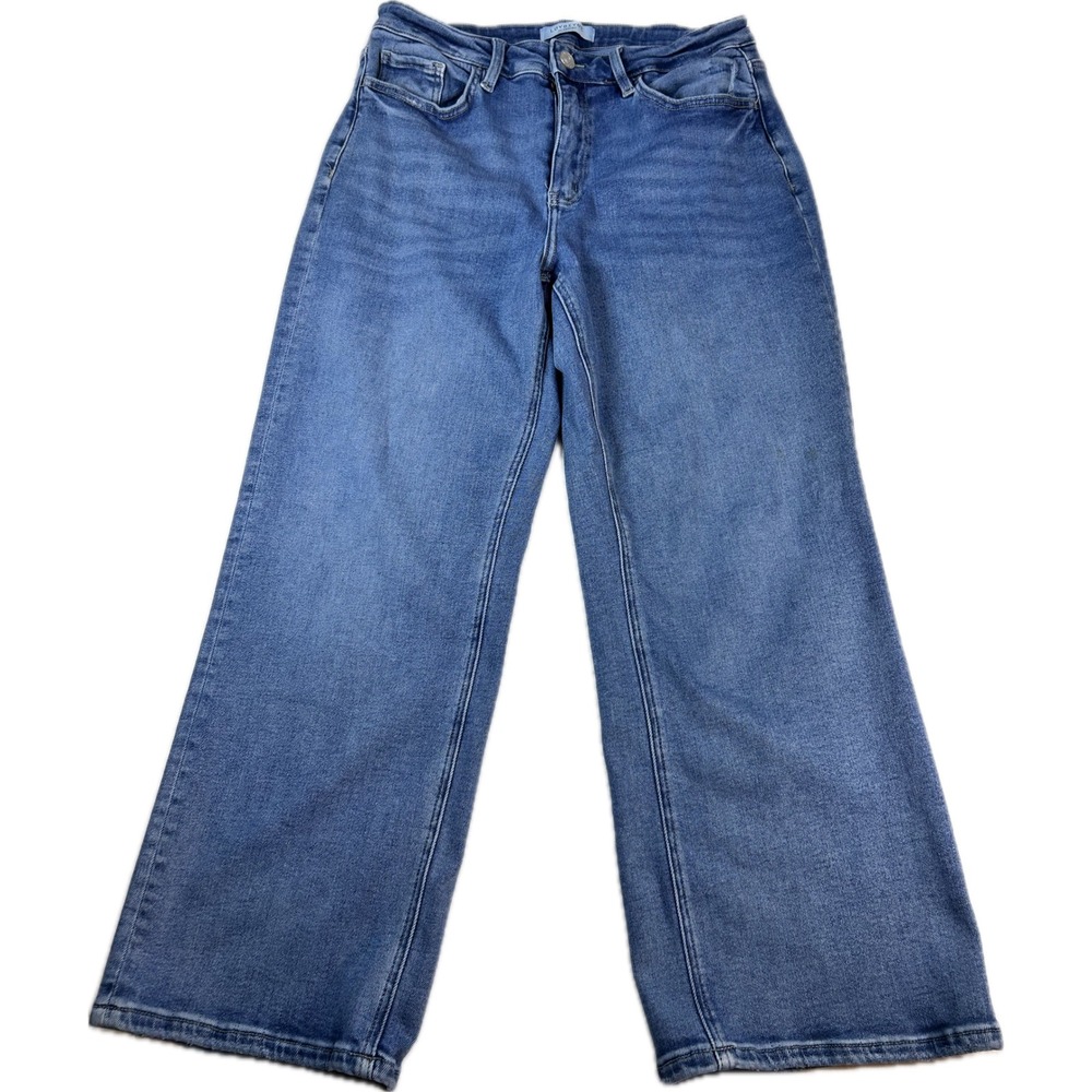 Lovervet by Vervet Womens Wide Leg Jeans Medium Wash Distressed LV1715-P 14W